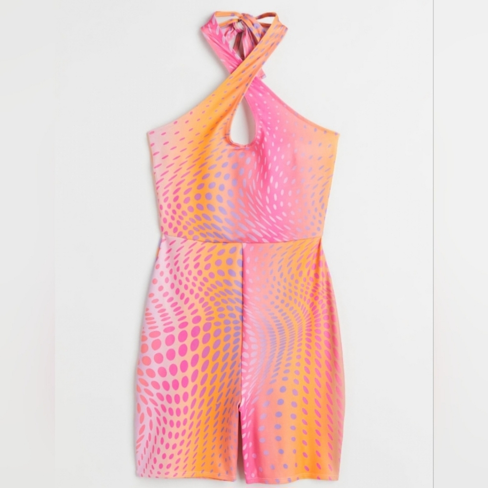 Divided Pink and Orange Halter Jumpsuit